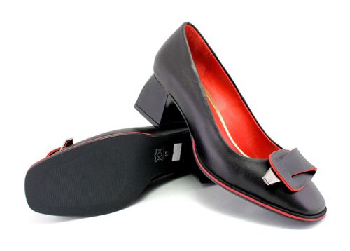 Pantofi eleganti pentru femei in negru si rosu - model Dana.