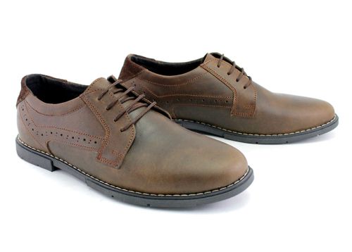 Мъжки, ежедневни обувки от естествена кожа в кафяво - Модел Леополд.
