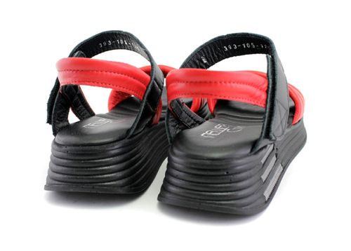 Sandale pentru femei în roșu și negru - Model Alexandra
