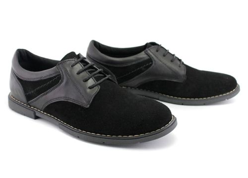Мъжки, ежедневни обувки от естествен велур в черно - Модел Купър.