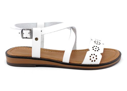 Sandale de dama cu toc joasa in alb - Model Karima.