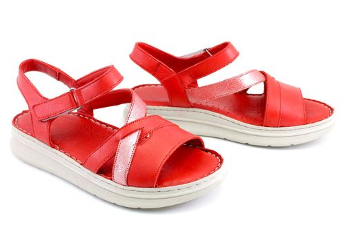 Sandale cu toc redus pentru femei în roșu - Model Ani.