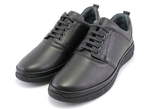 Мъжки ежедневни обувки с връзки в черно - Модел Херардо