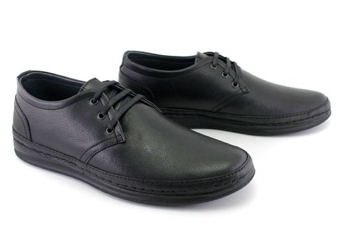 Мъжки ежедневни обувки с връзки в черно - Модел Кедър.
