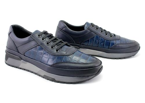Мъжки ежедневни обувки с връзки в синьо - Модел Жерар