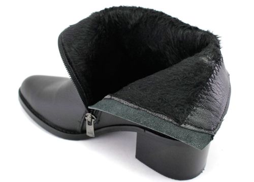 Botine elegante de damă cu fermoar lateral în negru - Model Damiana