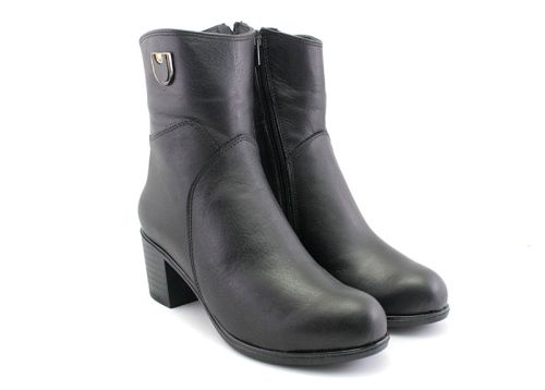 Botine de dama din piele naturala neagra - model Pagane-M