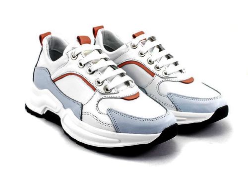 Pantofi sport dama in alb si albastru deschis - Model Sky