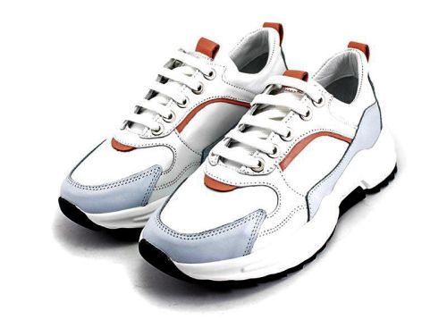 Pantofi sport dama in alb si albastru deschis - Model Sky