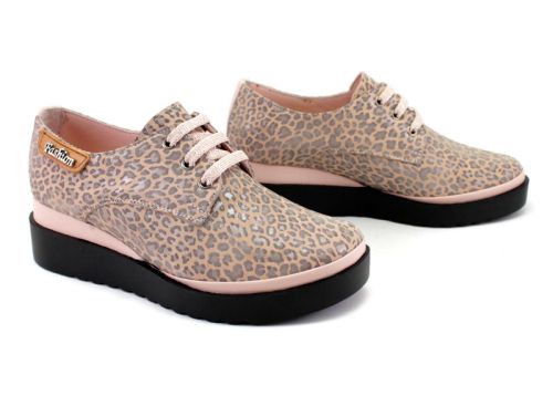 Дамски, ежедневни обувки от естествена кожа в пантерено розово, модел  Калипсо. Размери 36-42.