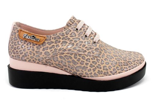 Pantofi casual dama din piele naturala in roz pantera, model Calypso. Marimi 36-42