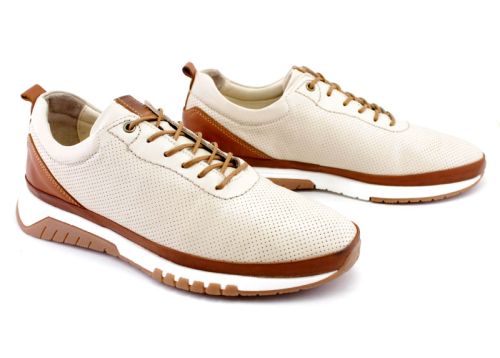 Мъжки, ежедневни обувки от естествена кожа в бежово - Модел Бруно.