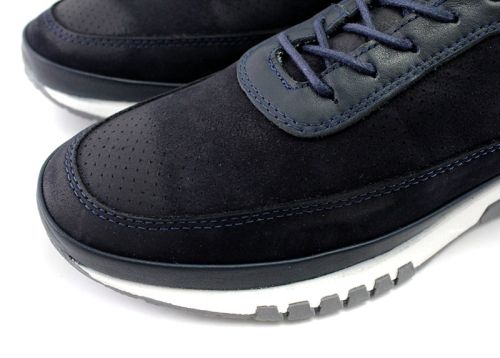 Мъжки, ежедневни обувки от естествен набук в тъмно синьо - Модел Кронос