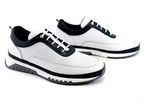 Мъжки, ежедневни обувки от естествена кожа в бяло - Модел Кронос.
