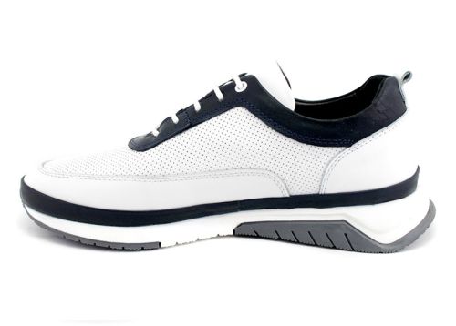 Мъжки, ежедневни обувки от естествена кожа в бяло - Модел Кронос