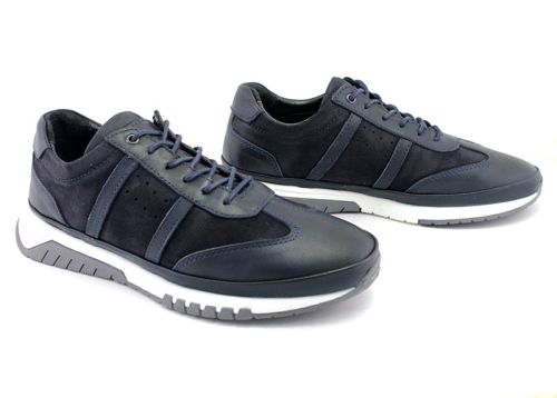 Мъжки, ежедневни обувки от естествен набук в тъмно синьо - Модел Сони