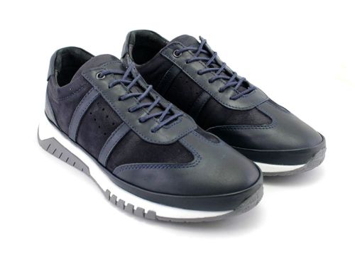 Мъжки, ежедневни обувки от естествен набук в тъмно синьо - Модел Сони