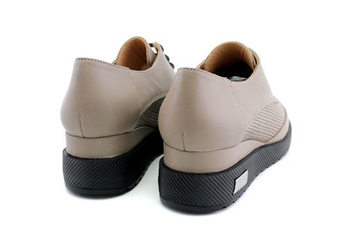 Pantofi casual dama din piele naturala culoare vizon, model Lina