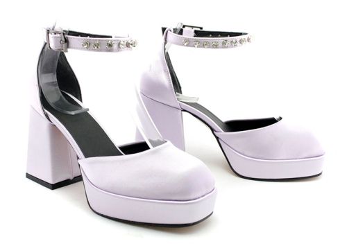 Дамски, високи сандали със затворени пръсти в лилаво - Модел Орхидея