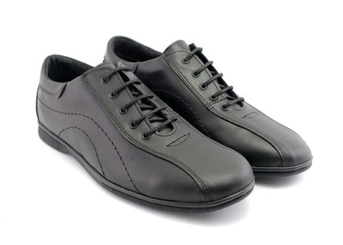 Мъжки ежедневни обувки с връзки в черно - Модел Бруно