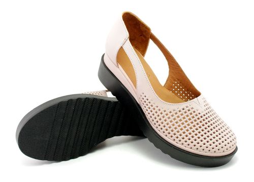 Дамски, отворени обувки от естествена кожа в розово, модел  Елица
