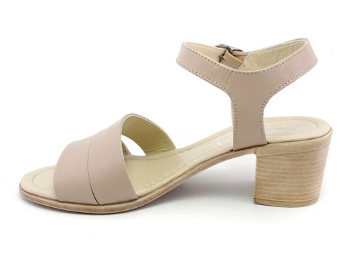 Дамски сандали от естествена кожа в цвят визон- Модел Вероника