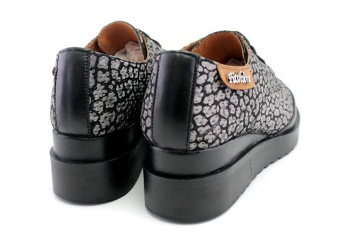 Pantofi de vara dama din piele naturala in negru pantera, model Calypso.