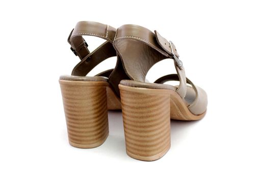Дамски сандали от естествена кожа в цвят визон - Модел Кармен