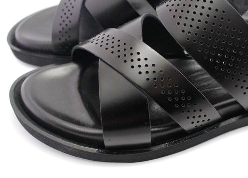Мъжки сандали от естествена кожа в черно, модел Джем