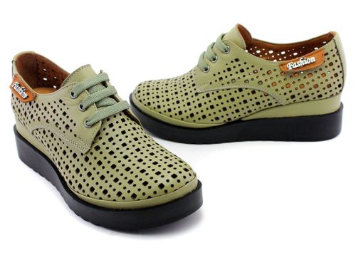 Дамски летни обувки в зелено -  Модел Люсил.