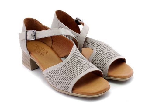 Дамски сандали от естествена кожа в  сребристо сиво - Модел Лили