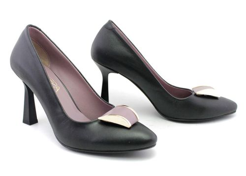Pantofi formali dama in negru si mov, model Alexandra