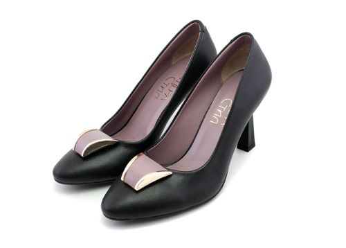 Pantofi formali dama in negru si mov, model Alexandra