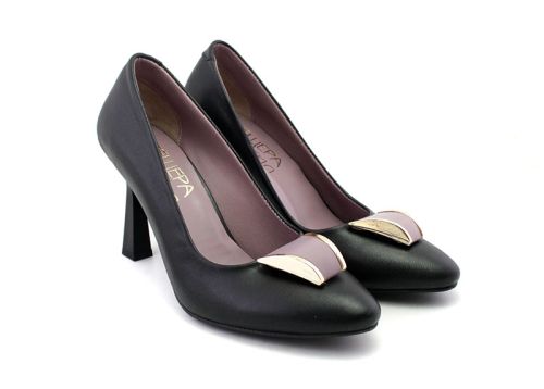 Pantofi formali dama in negru si mov, model Alexandra