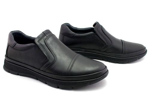 Мъжки, ежедневни обувки без връзки в черно - Модел Елисей.