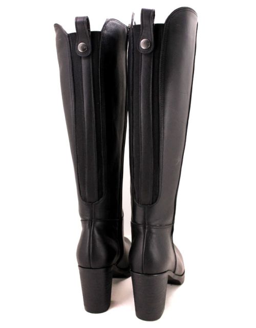 Дамски, черни ботуши от естествена кожа със страничен цип, модел Нина.