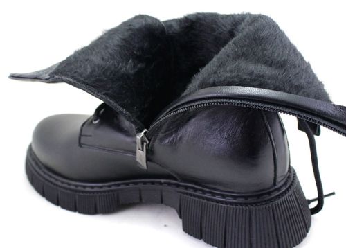 Botine de dama din piele naturala de culoare neagra - Model Demi