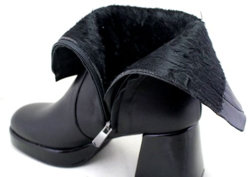 Дамски боти на ток от естествена кожа в черно - Модел Антония