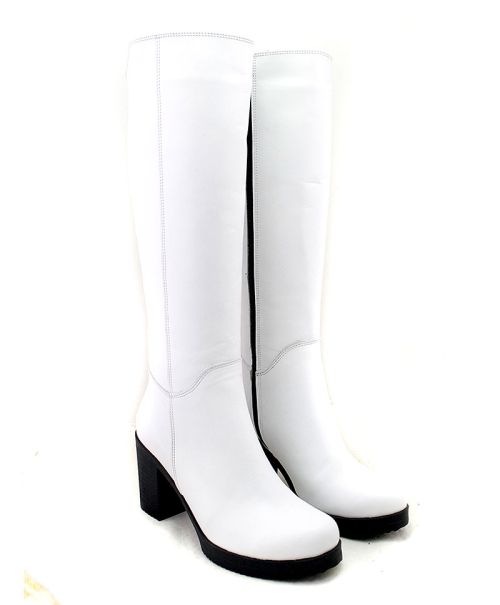 Дамски, бели ботуши от естествена кожа - модел Нина.