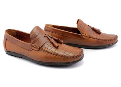 Mocasini barbatesti maro deschis - model Louis.