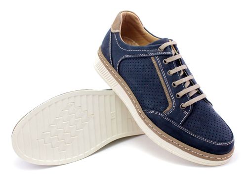 Мъжки ежедневни обувки с връзки в тъмно синьо - Модел Донатело.