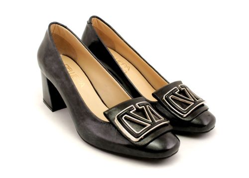 Pantofi formali dama in gri inchis, model Mikaela.