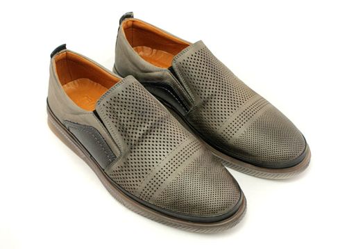 Pantofi casual barbatesti de culoare gri-bej - Model Marek.