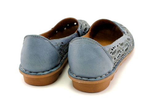 Pantofi casual dama din piele naturala de culoare albastra - model Celine