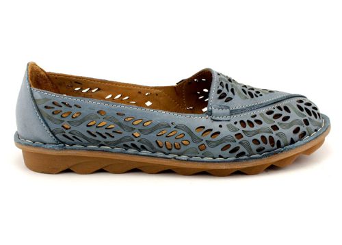 Pantofi casual dama din piele naturala de culoare albastra - model Celine