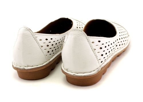 Pantofi casual dama din piele naturala alb, model Sienna.