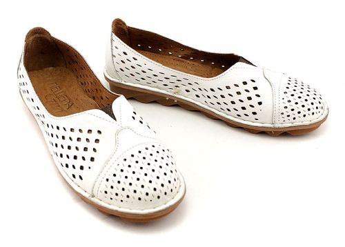 Pantofi casual dama din piele naturala alb, model Sienna.