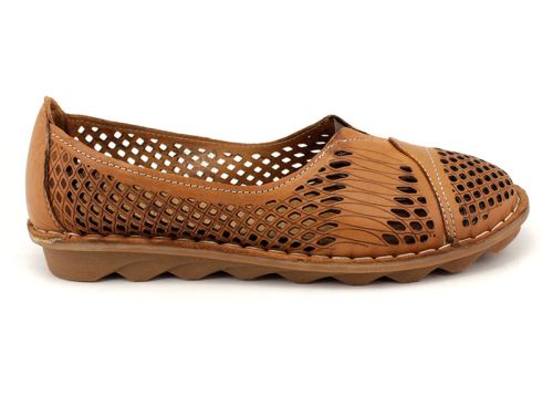Pantofi de vara dama din piele naturala de culoare maro - Model Vuchia.