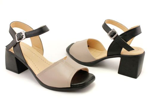 Дамски, ежедневни сандали във визон и черно - Модел Деметра.