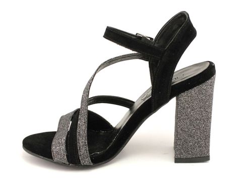 Дамски сандали в изкрящо черно - Модел Златея.
